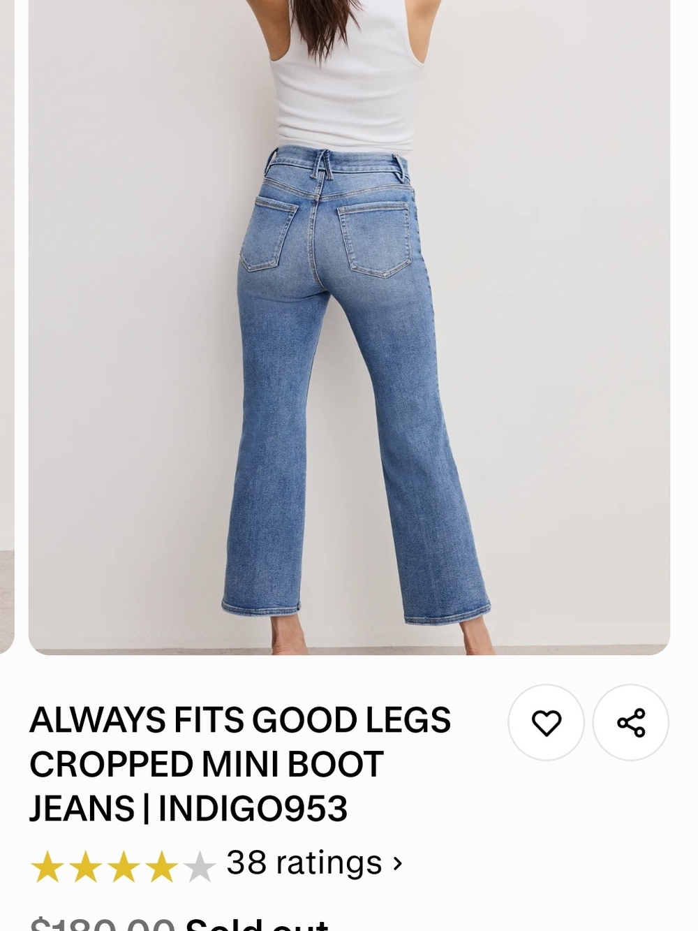 Good American Cropped Bootcut Jeans - Indigo Blue